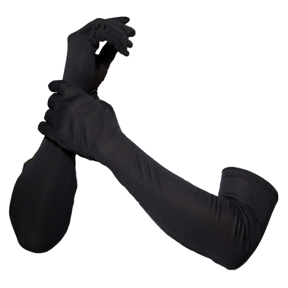 (One Size, Black) Smiffys Womens/Ladies Long Length Plain Gloves