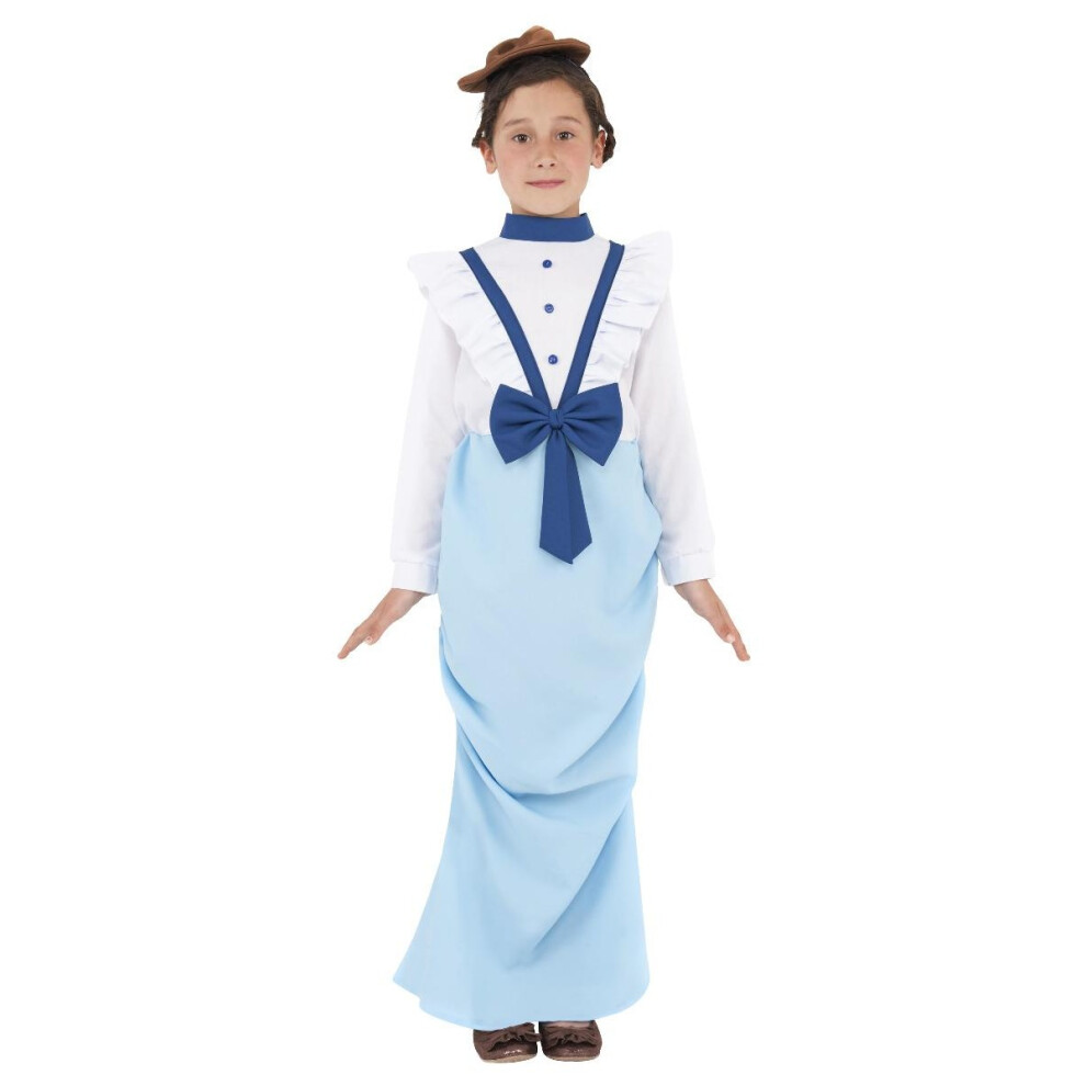 (10-12 Years, Blue/White) Smiffys Girls Victorian Costume Set