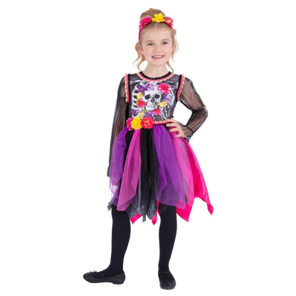 (10-12 Years, Multicoloured) Smiffys Girls Pom Pom Day Of The Dead Costume