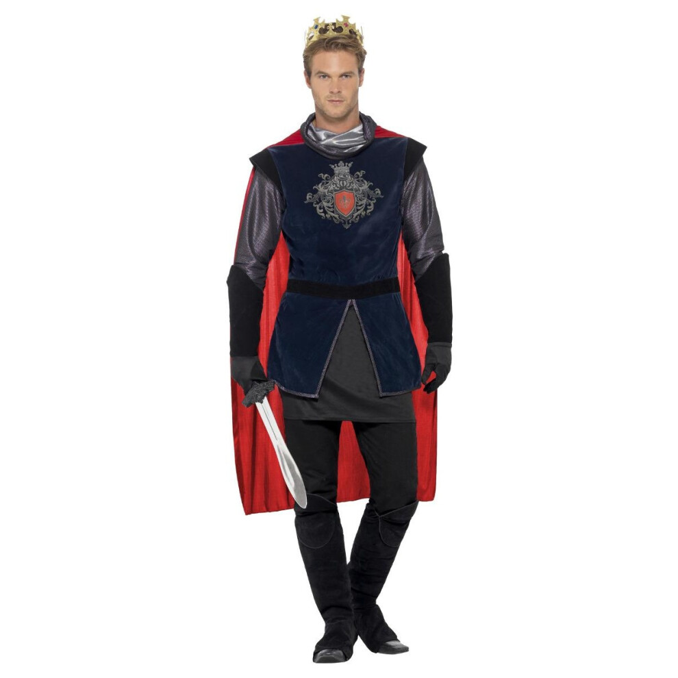 (XL, Black/Red) Smiffys Mens Deluxe King Arthur Costume Set