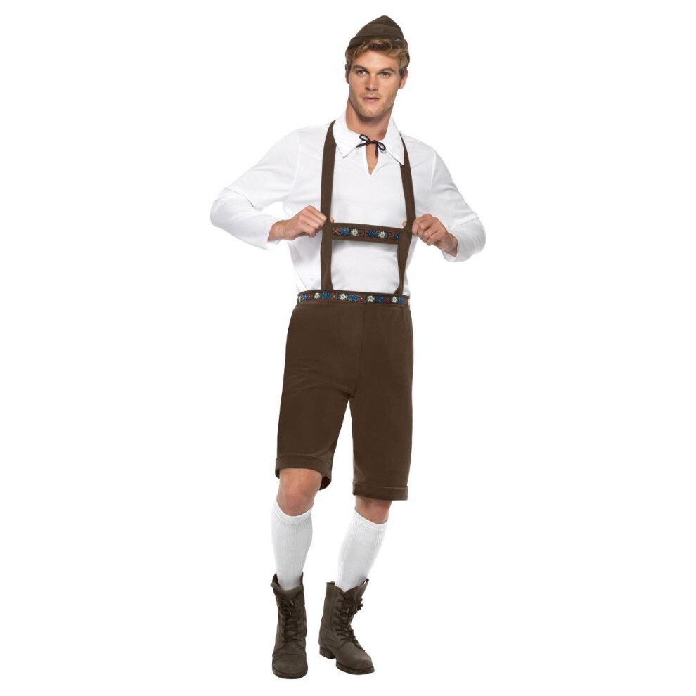 (M, Brown/White) Smiffys Mens Bavarian Costume Set