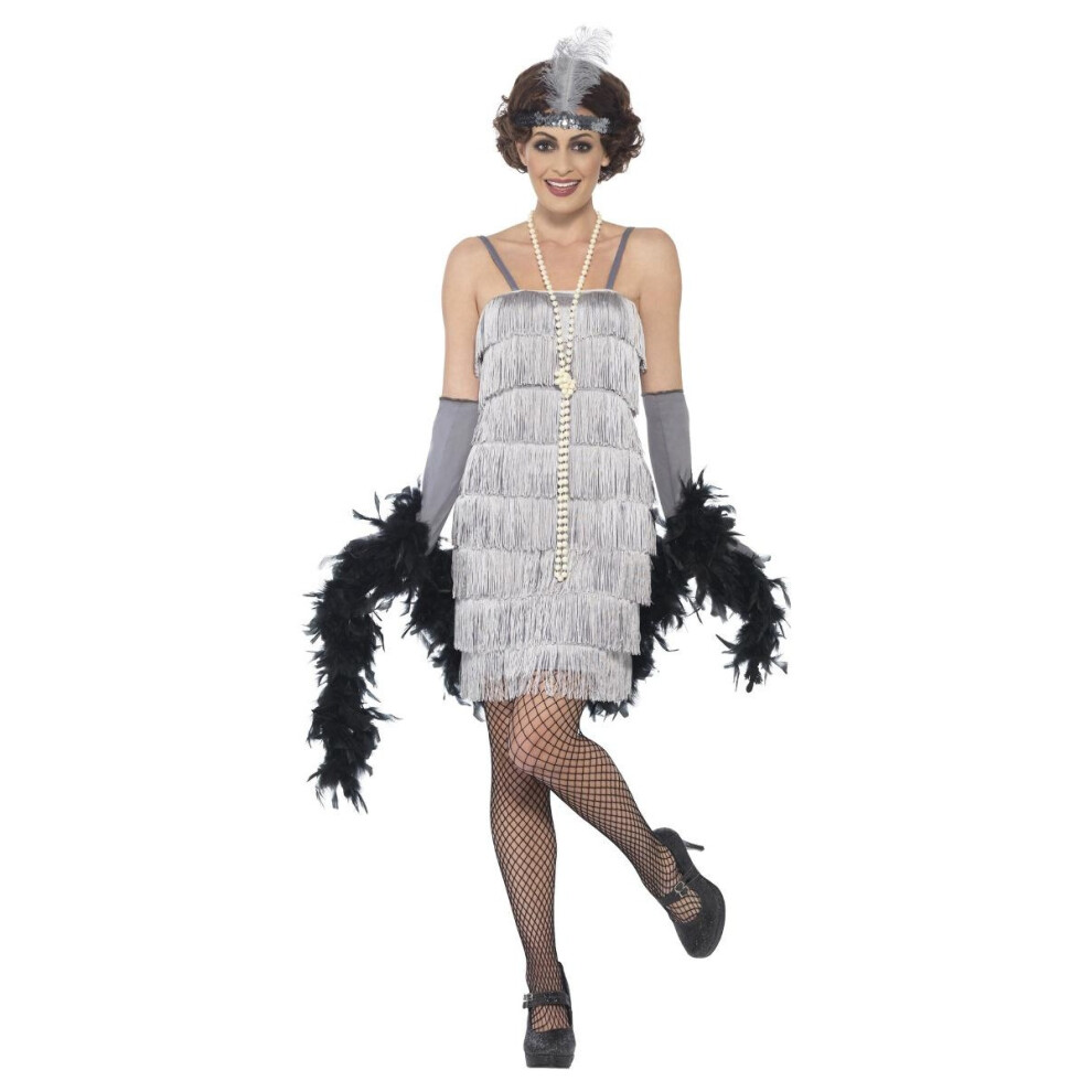 (M, Silver) Smiffys Womens/Ladies Flapper Costume Set