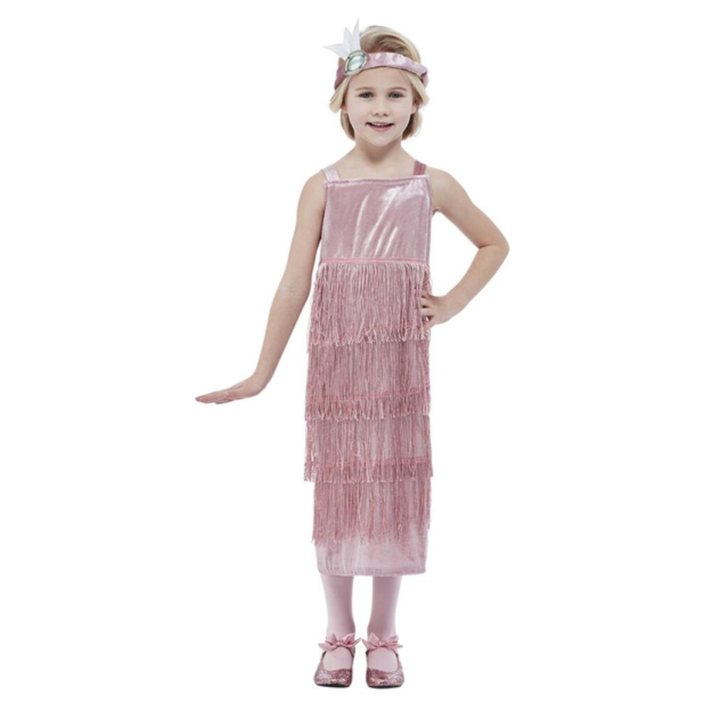 (10-12 Years, Pink) Smiffys Girls 20s Flapper Costume Set