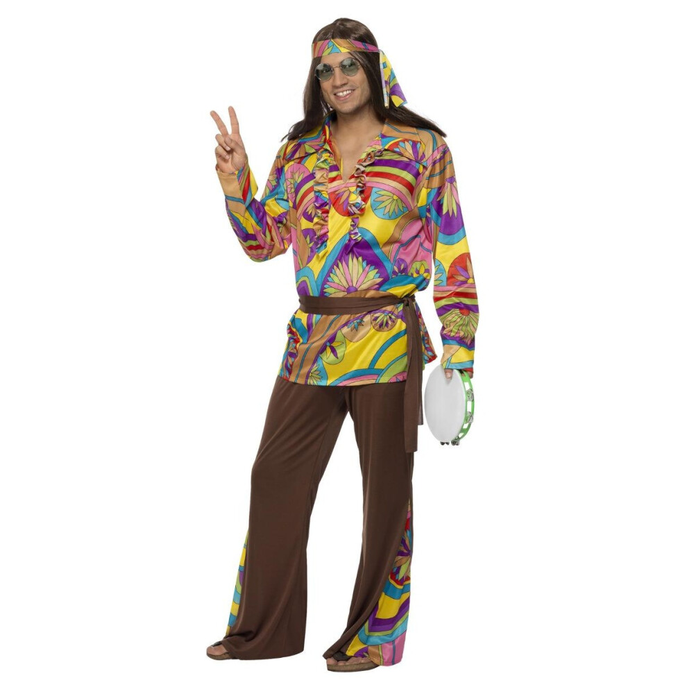 (XL, Multicoloured) Smiffys Mens Hippie Costume Set