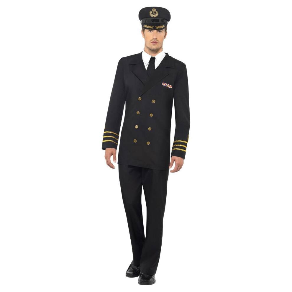 (M R, Black) Smiffys Mens Navy Officer Costume Set