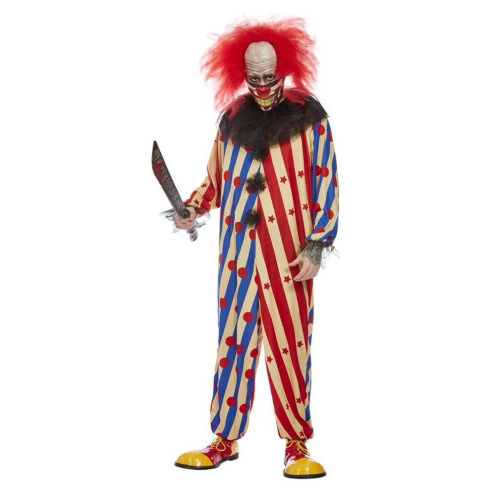 (L, Red/Blue/White) Smiffys Mens Creepy Clown Costume Set