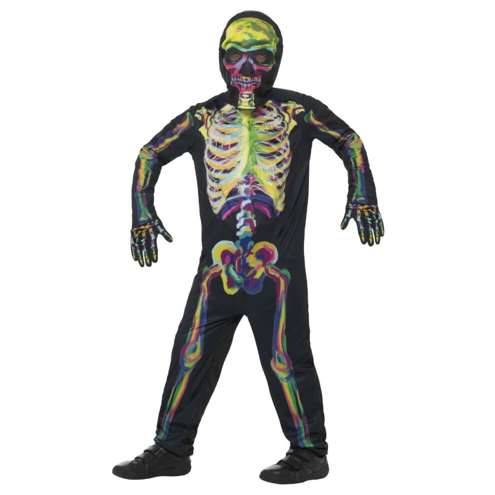 (13-14 Years, Black/Green) Smiffys Childrens/Kids Skeleton Glow In The Dark Costume Set