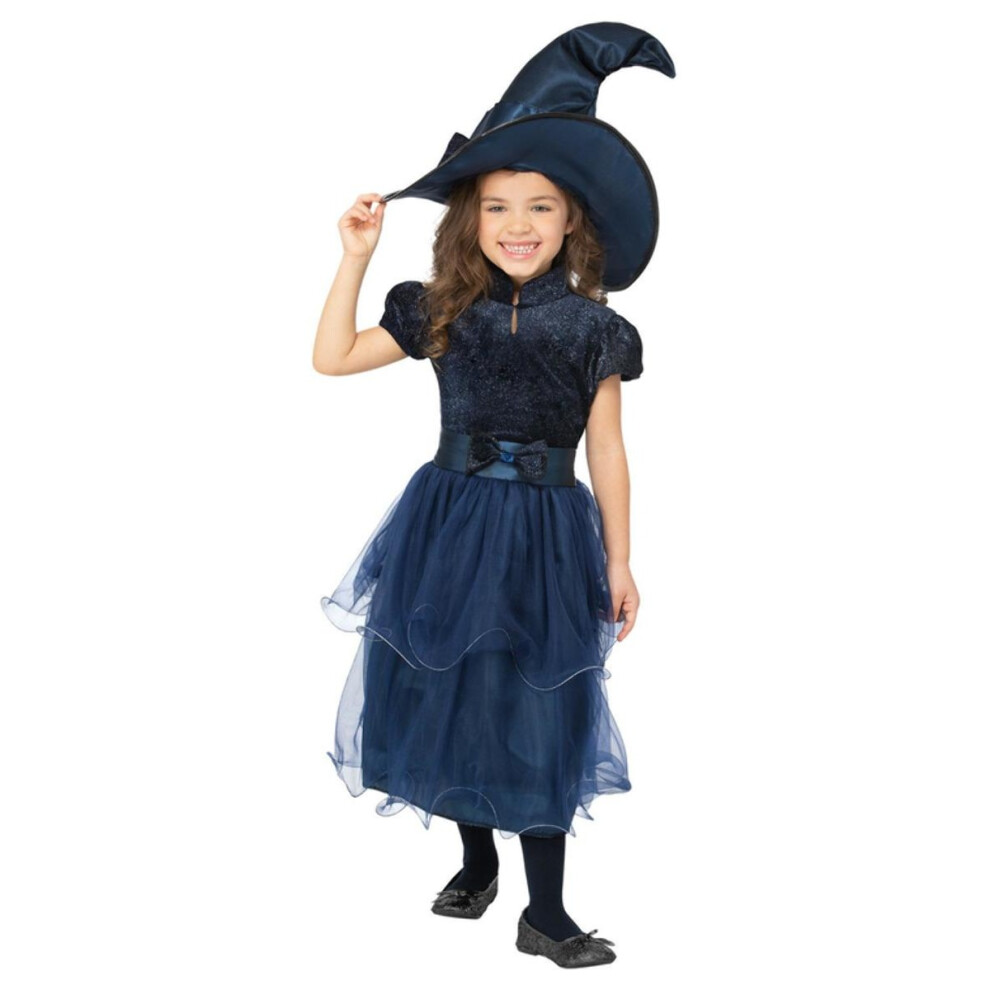 Smiffy's (4-6 Years, ) Girls Deluxe Midnight Witch Costume Blue