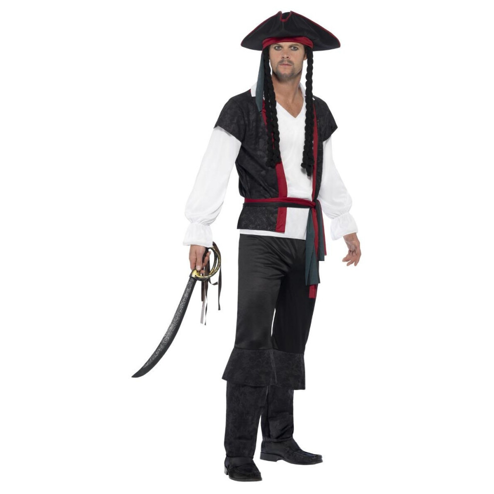 (XL R, Black) Smiffys Mens Aye Aye Pirate Captain Costume Set