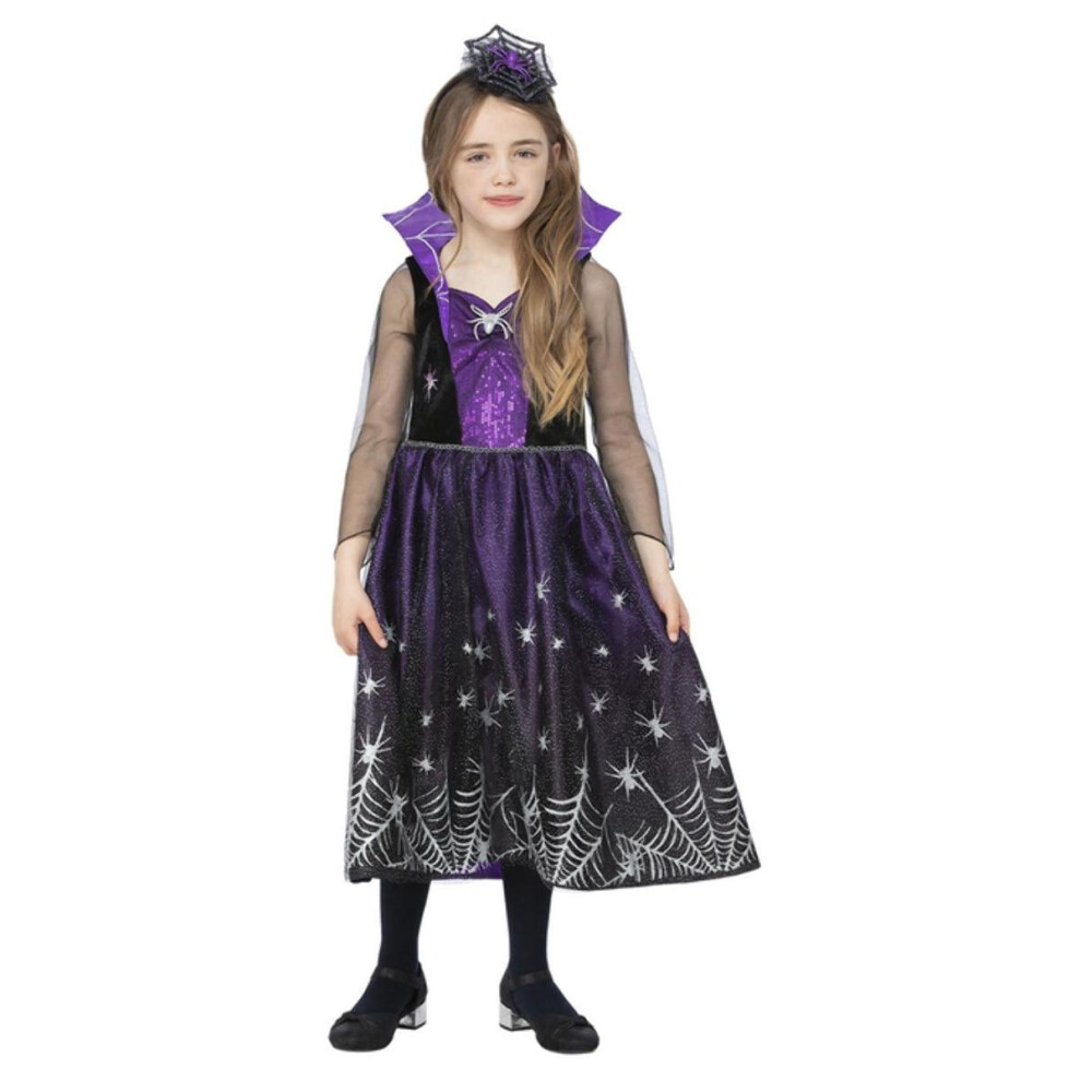 (7-9 Years, Black/Purple) Smiffys Girls Spiderella Costume Set