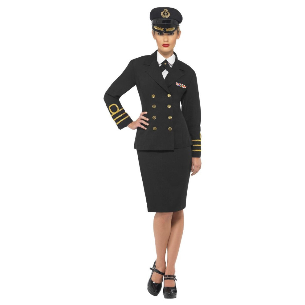 (L, Black) Smiffys Womens/Ladies Navy Officer Costume Set