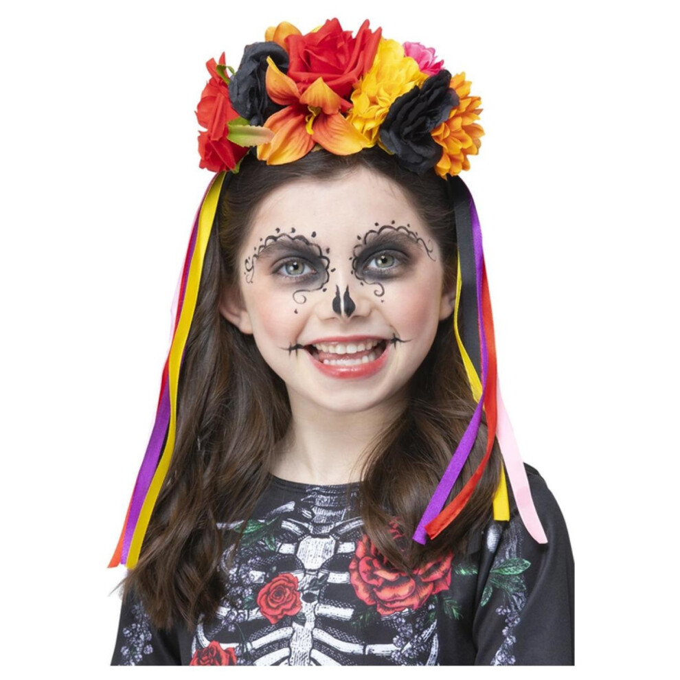 Smiffys Girls Roses Day Of The Dead Headband