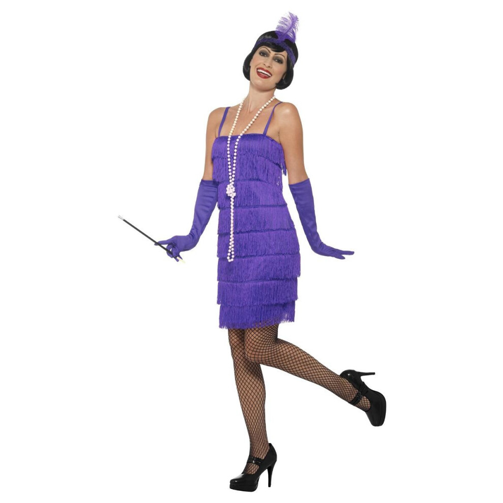 (L, Purple) Smiffys Womens/Ladies Flapper Costume Set