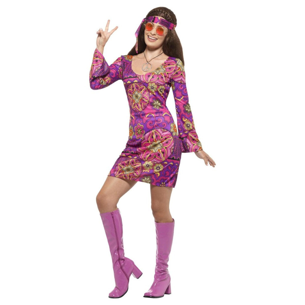 (XL, Multicoloured) Smiffys Womens/Ladies Woodstock Hippie Costume Set