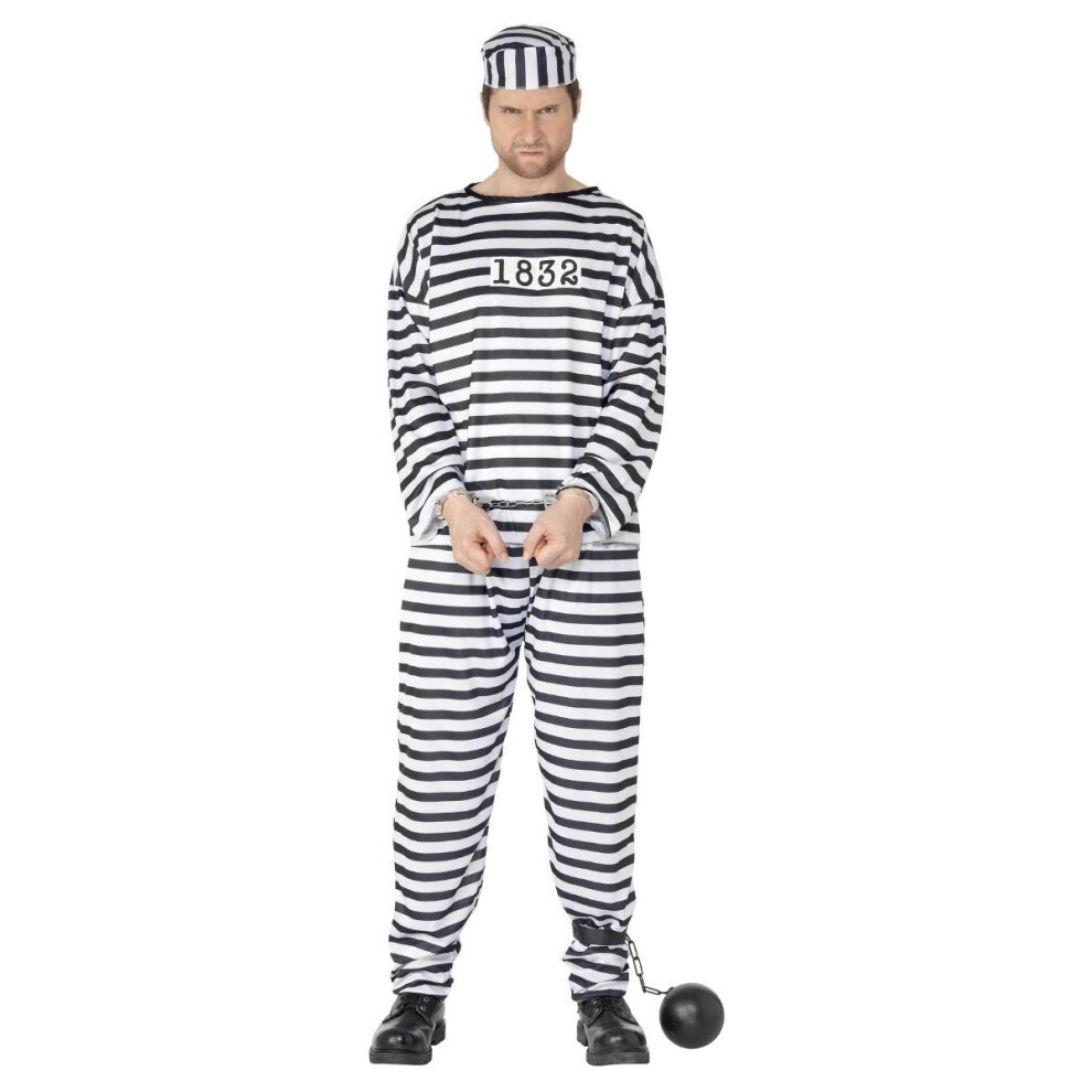 Photos - Fancy Dress Smiffys Mens Convict Costume(M, White)