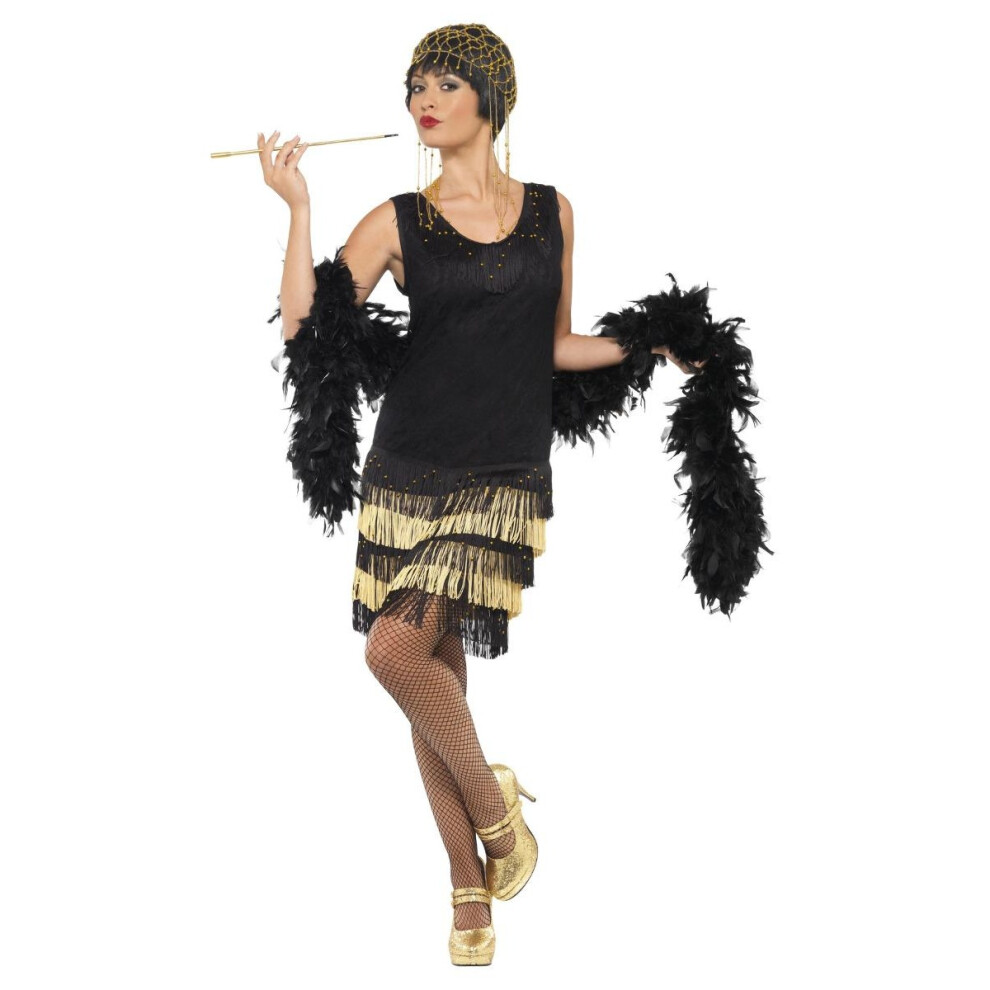 Smiffys Unisex Black/Gold (M, ) Womens/Ladies 1920S Flapper Costume Dress