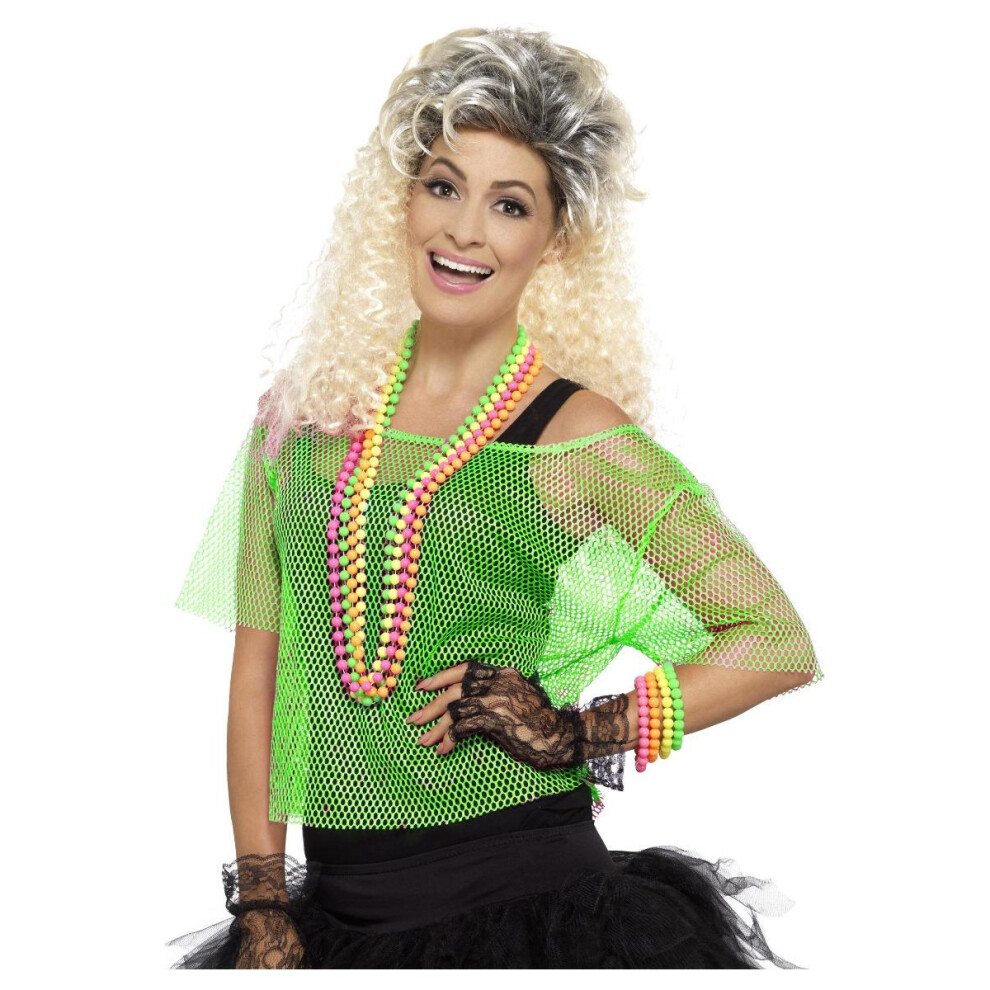 Smiffys (L-Xl, Neon ) Womens/Ladies Fishnet Costume Top Unisex Green