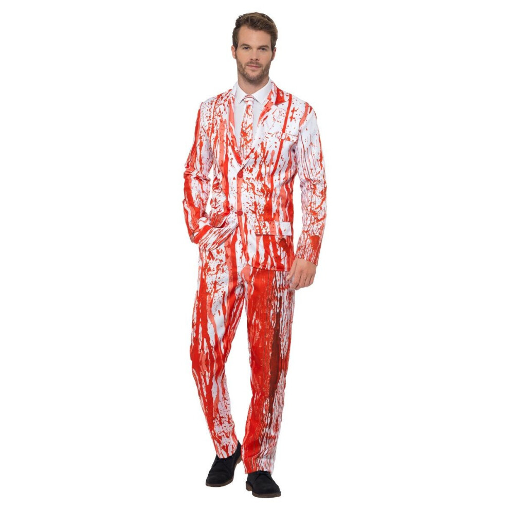 (L, Red/White) Smiffys Mens Blood Drip Costume Suit