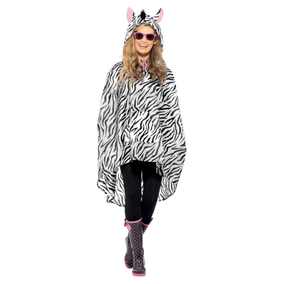 Smiffy's Unisex Adult Zebra Costume Poncho Not,Specified