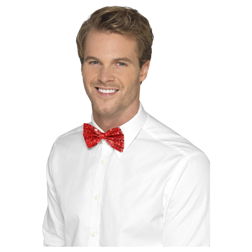 (One Size, Red) Smiffys Unisex Adult Sequin Bow Tie