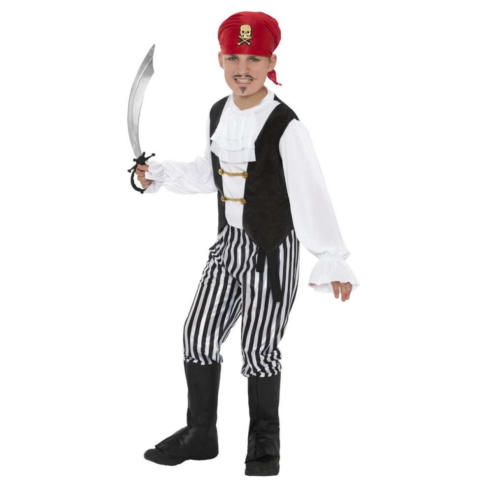 (7-9 Years, White/Black) Smiffys Childrens/Kids Pirate Costume Set