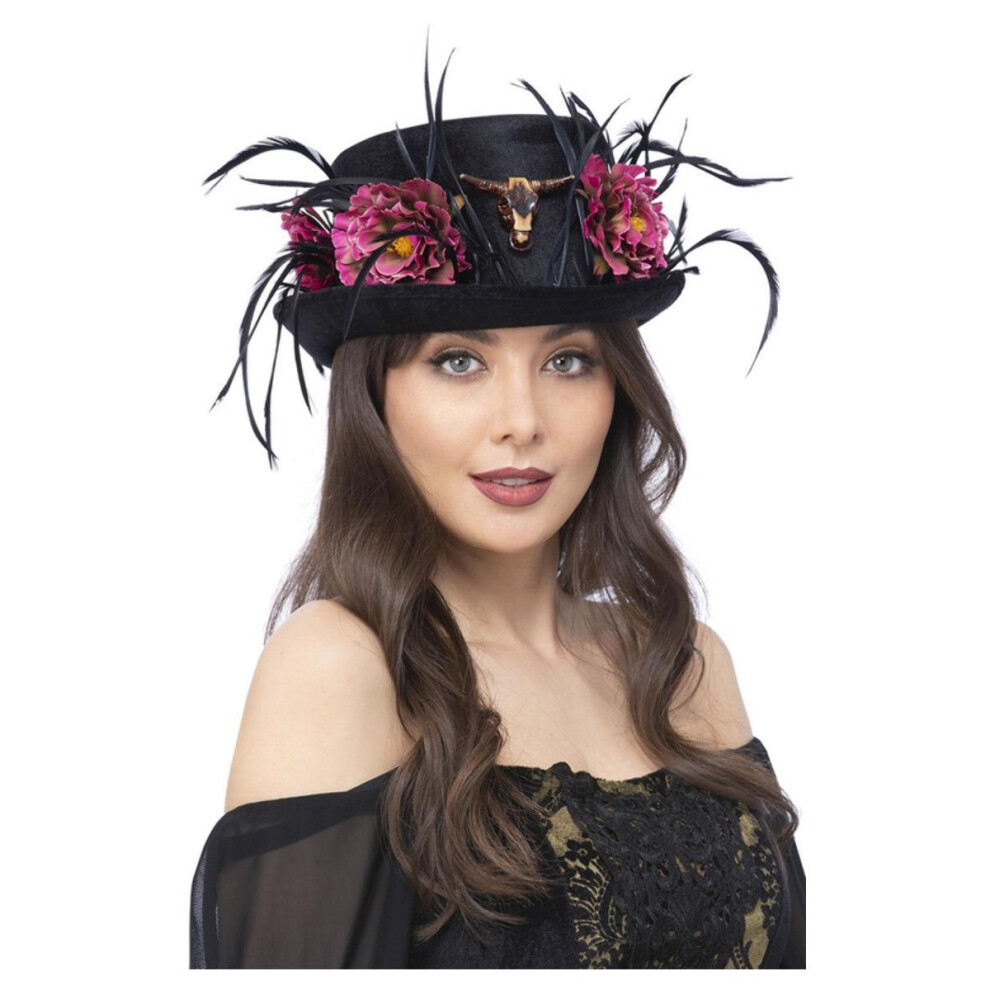 Smiffys Womens/Ladies Floral Horn Top Hat