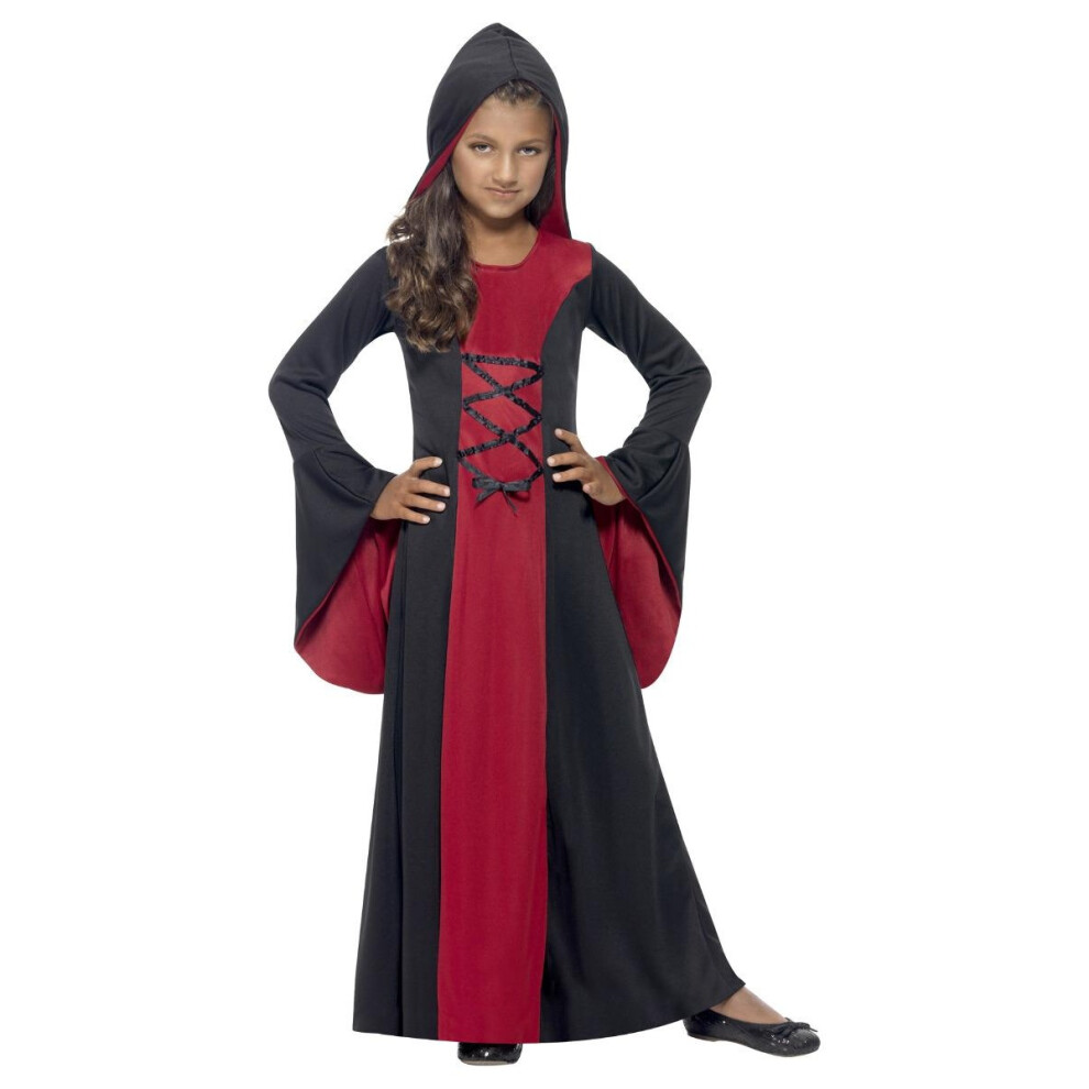 (S, Red/Black) Smiffys Girls Vampire Costume Robe