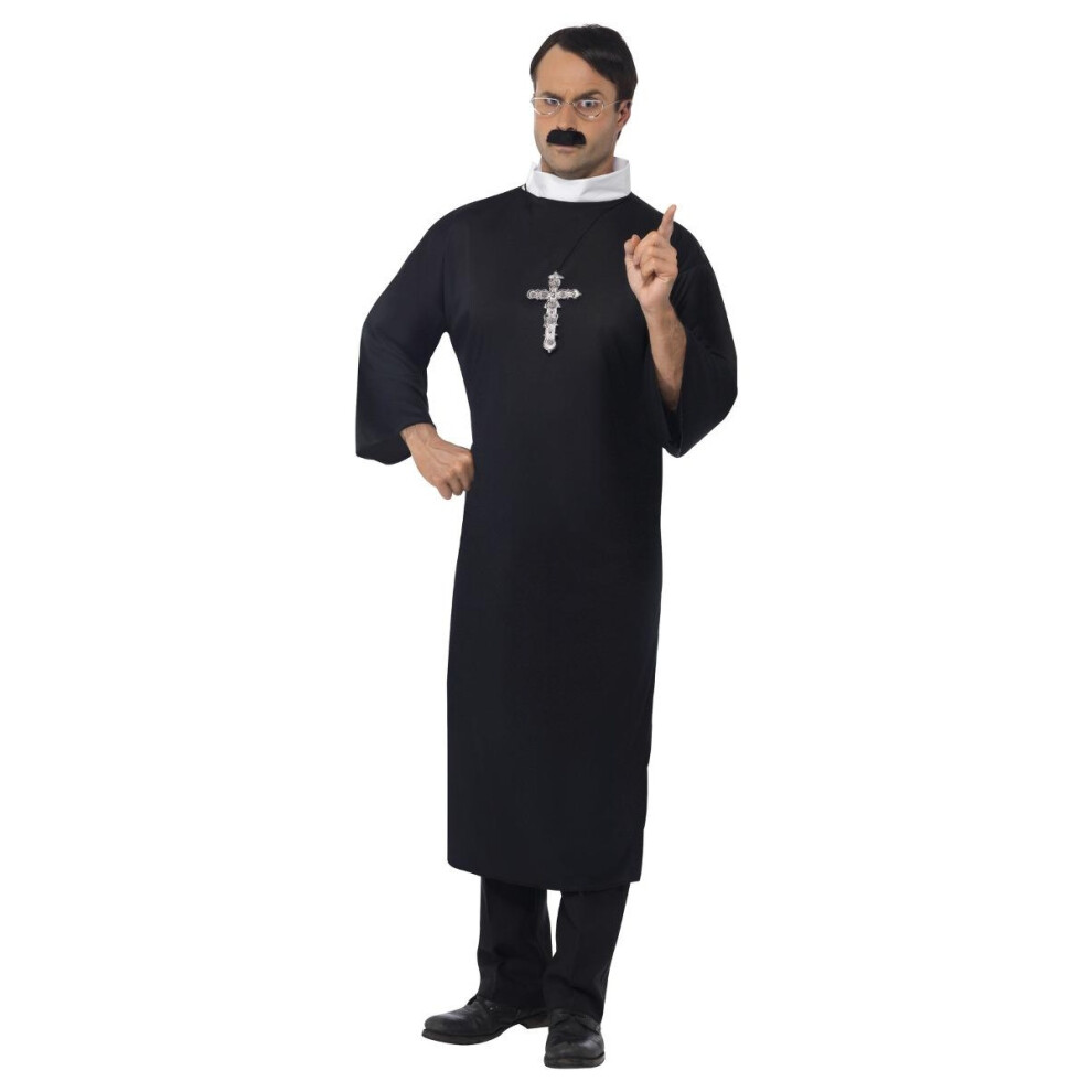 (L, Black) Smiffys Mens Priest Costume Set