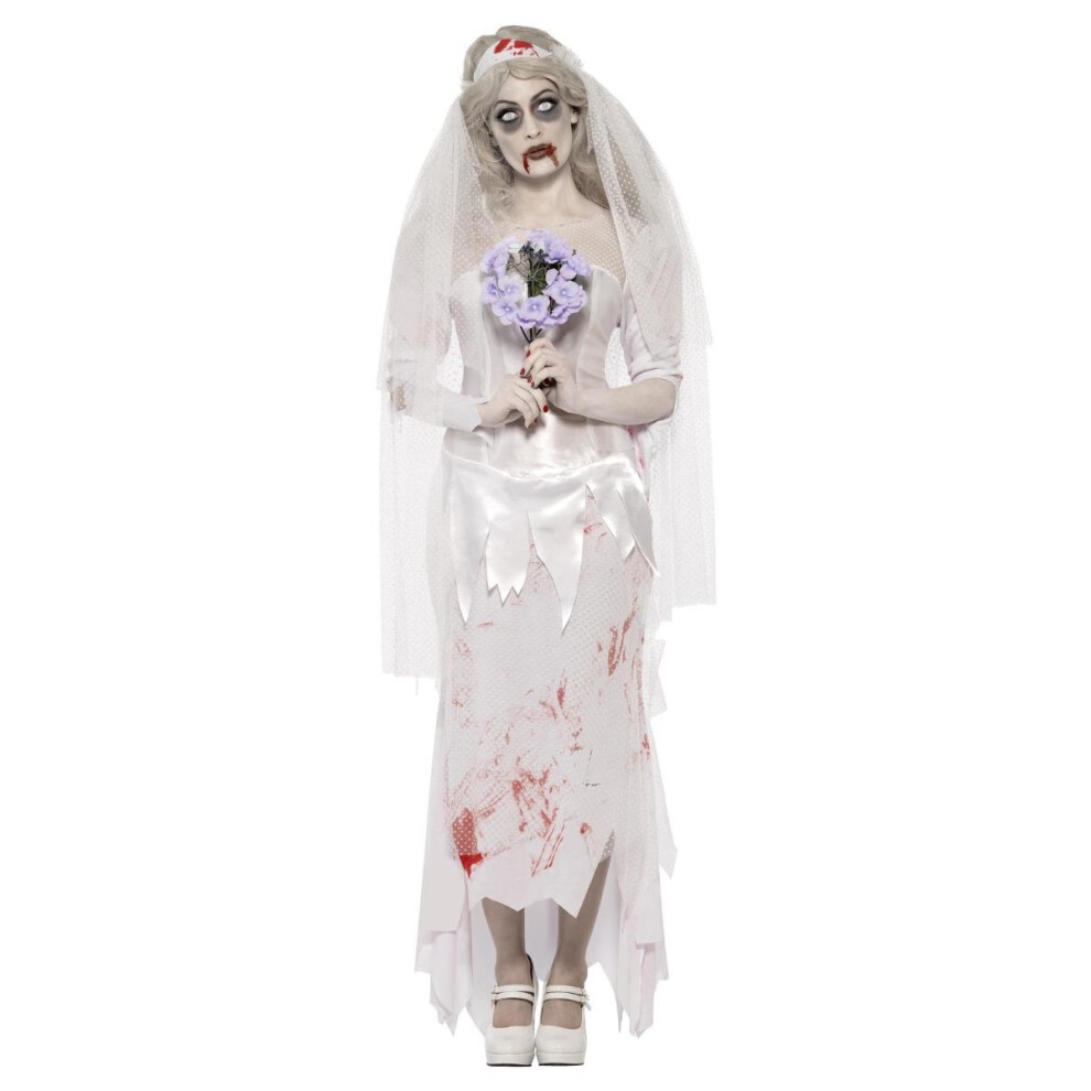 Smiffy's (S, White/Blood ) Womens/Ladies Till Death Do Us Part Bride Costume Red