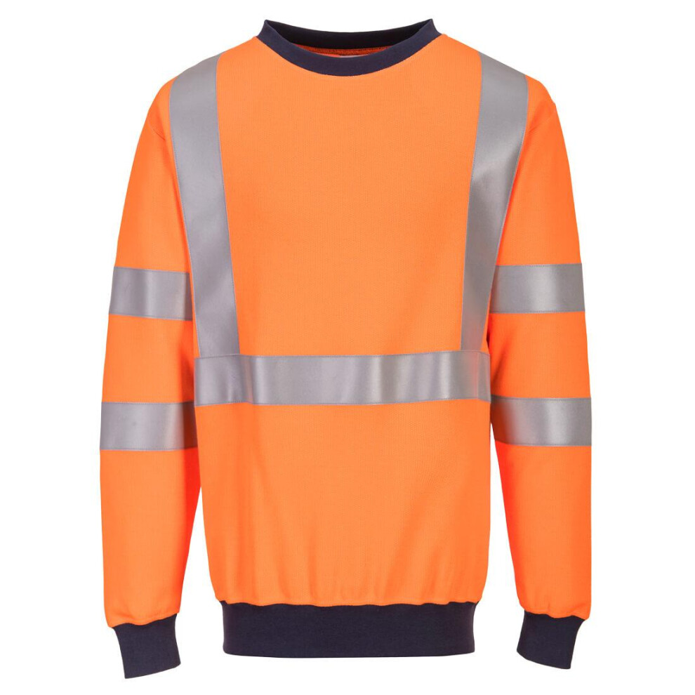 (3XL, Orange) Portwest Mens Flame Resistant Hi-Vis Safety Sweatshirt