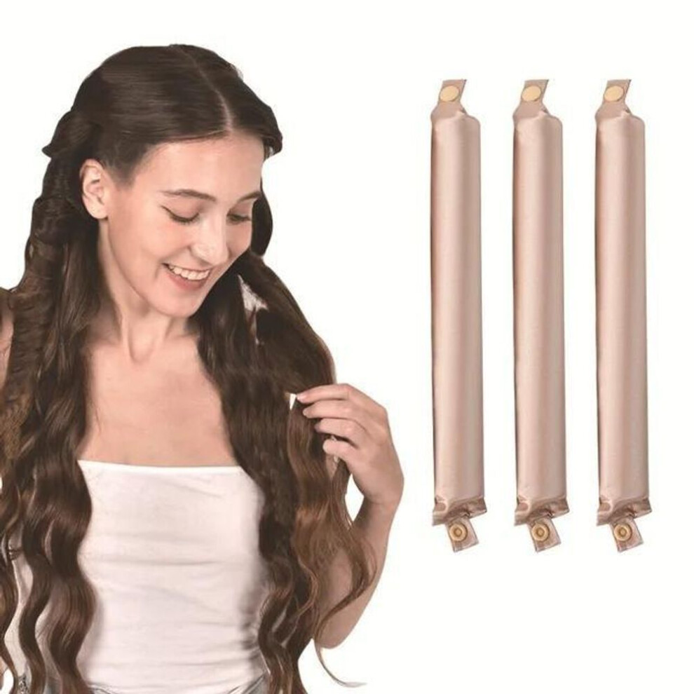 (champagne, 3pcs) Heatless Hair Curlers Satin Curling Rod Headband No Heat Silk Curls Lazy Hair Rollers Soft Hair Curler To Sleep In Styling Tools