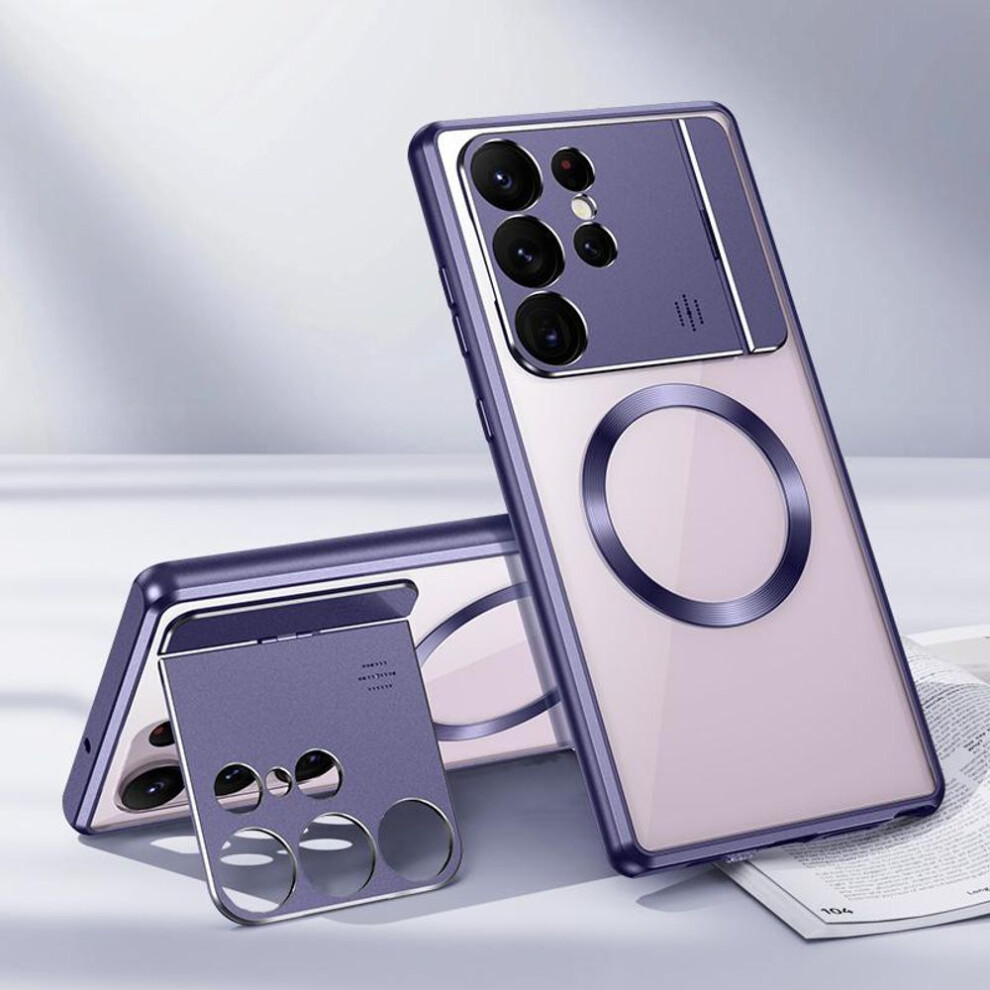 (, For Samsung S25 Ultra) Luxury Metal Magnetic Magsafe Case For Samsung Galaxy S25 S24 S23 S22 S21 Ultra Aromatherapy Fragrance Wireless Chargi Purple