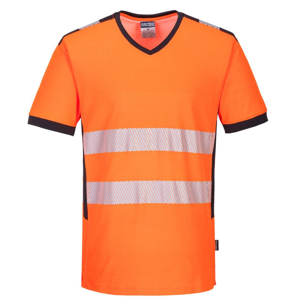(4XL, Orange/Black) Portwest Mens PW3 High-Vis Safety T-Shirt