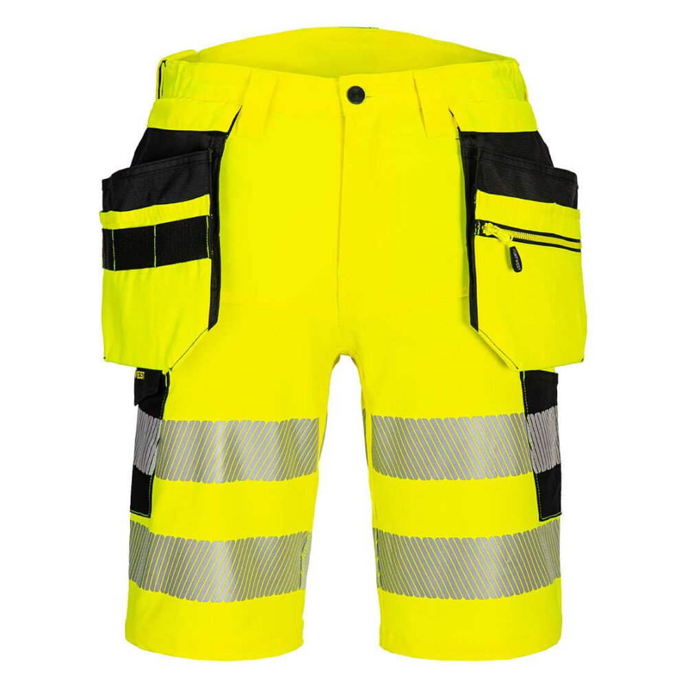 (36R, Yellow/Black) Portwest Unisex Adult DX4 Hi-Vis Holster Pocket Safety Shorts