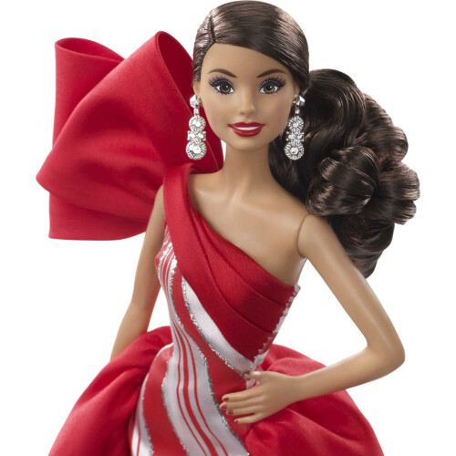 Barbie Barbie 2019 Κούκλα Διακοπών, 11.5-ίντσες, Καφέ, Φορά Κόκκινο και Λευκό Φόρεμα 2
