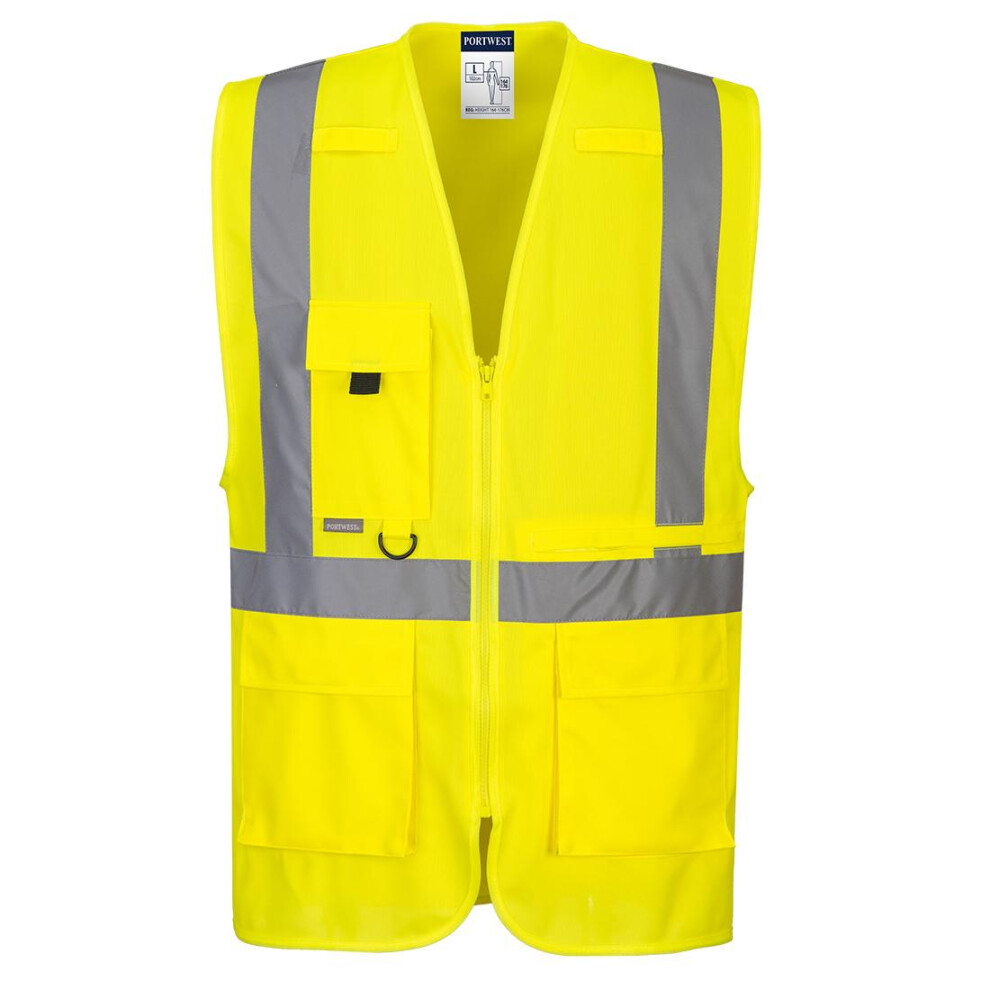 (XL, Yellow) Portwest Mens C357 Hi-Vis Vest