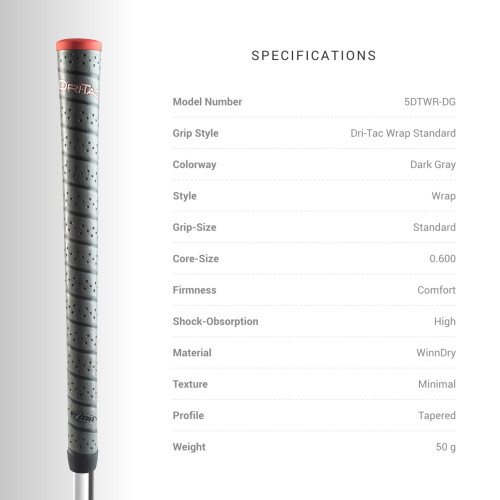 Winn DRI-TAC WRAP Golf Grip - Κλασική Σχεδίαση με Ανάγλυφη Αίσθηση - WinnDry Πολυμερές για Άνεση 1