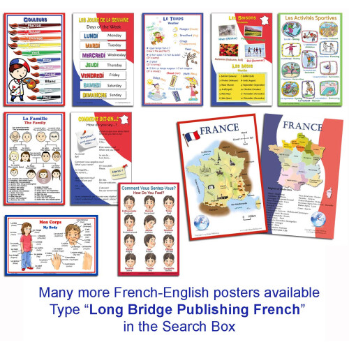 Αφίσα Σχολείου Γαλλικών Long Bridge Publishing - Δευτέρα έως Κυριακή Διγλωσσική (11x17 ίντσες) 2