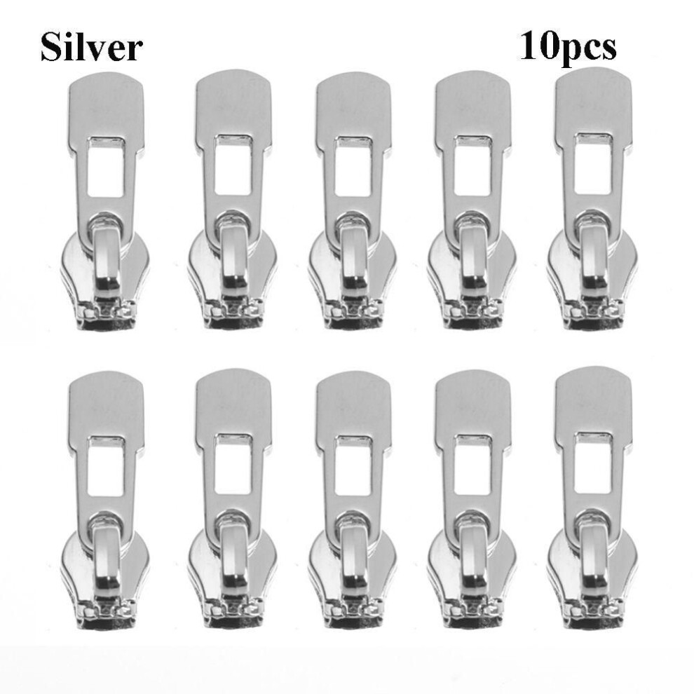 (silver, 10pcs) Rescue Sewing Clothes Parts Universal Instant Fix Zipper Repair Kit Outdoor Bag Zippers Zip Slider