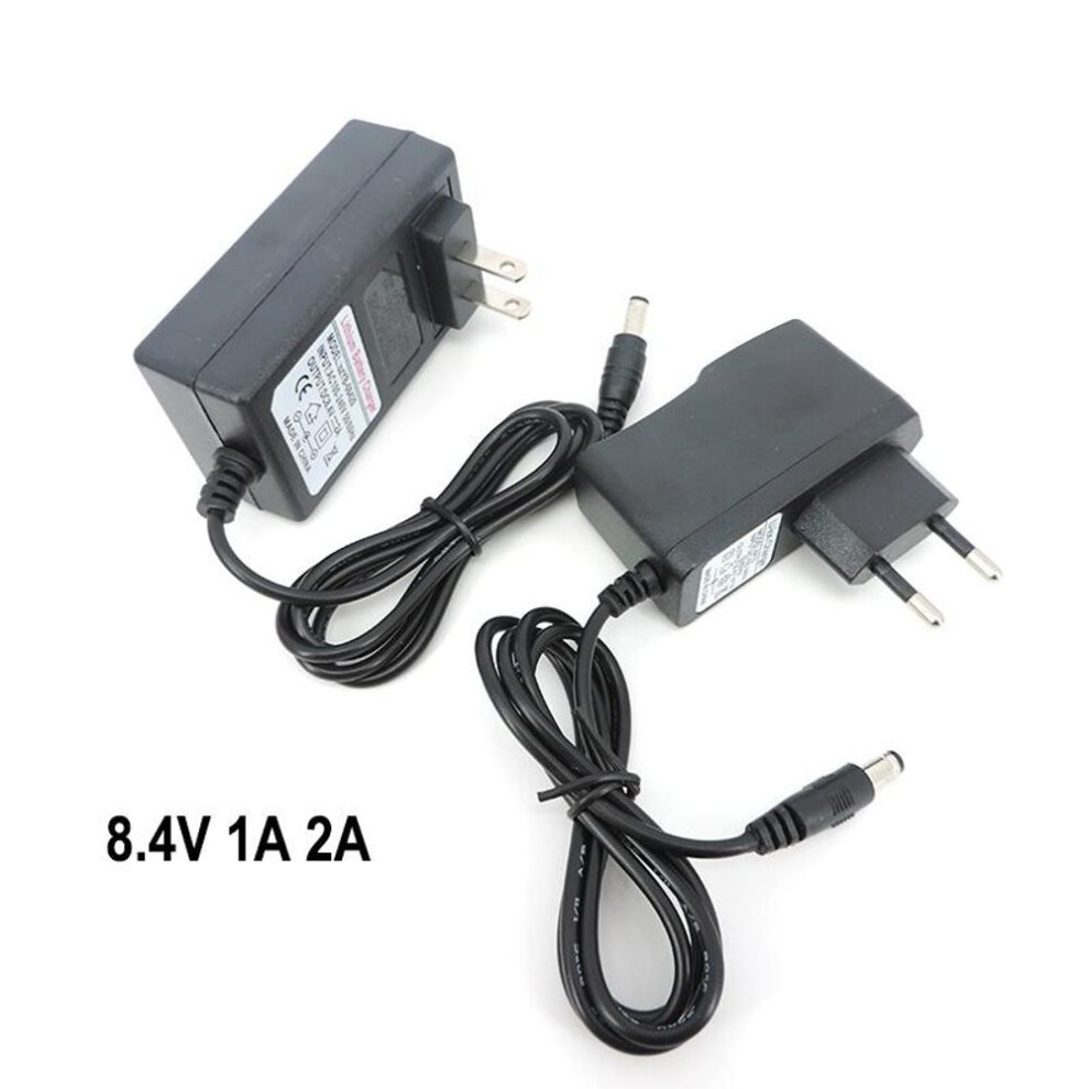 (as the picture, 8.4V 1A US Plug) 8.4v 1a 2a Eu Us 1000ma 2000ma Adapter Power Supply Charger Dc 5.5 Male Plug For Drill Driver Screwdriver 18650 Lithium Battery