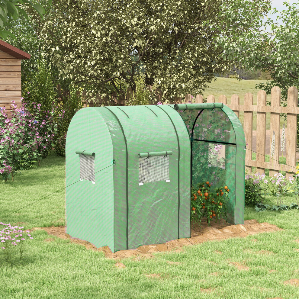 Outsunny Tomato Greenhouse With 2 Roll-Up Doors, 185 X 94 X 150Cm, Green