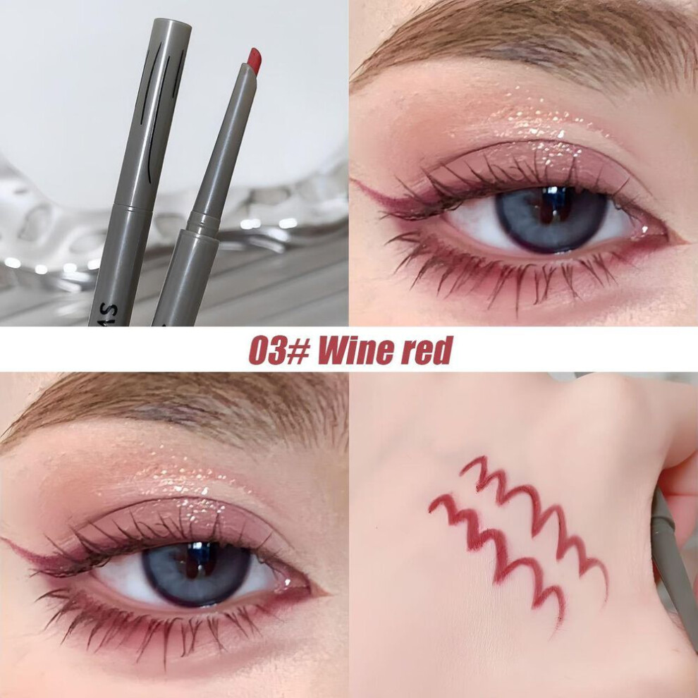 (wine red) Long-lasting Eye Liner Pencil  Eyeliner Pen Natural Matte Eyeliner Easy To Color Waterproof Eye Make Up Cosmetics