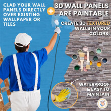 (Natural Grey Rock Stone, Set of 16) 3D Wall Panels (96x48cm) Brick & Stone Effect Wall Panelling