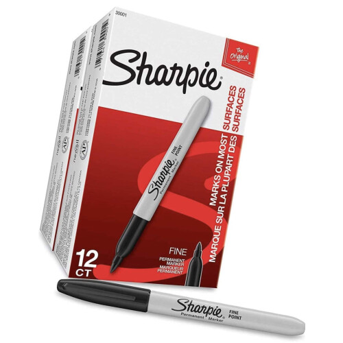 Sharpie SHARPIE Μόνιμοι Μαρκάδες Λεπτής Μύτης, 24 Μαρκάδες (2 X Κουτιά των 12), Μαύρο (30051)