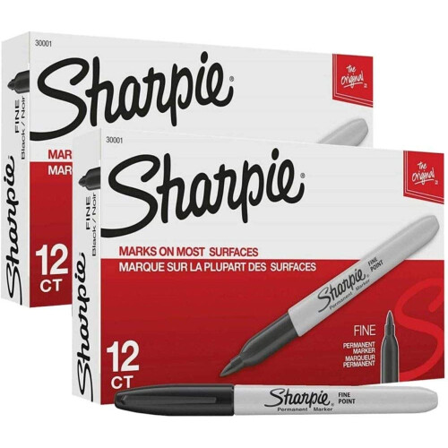Sharpie SHARPIE Μόνιμοι Μαρκάδες Λεπτής Μύτης, 24 Μαρκάδες (2 X Κουτιά των 12), Μαύρο (30051) 2