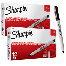 Marcadores permanentes SHARPIE 37001, punta ultrafina, negros, 24 unidades