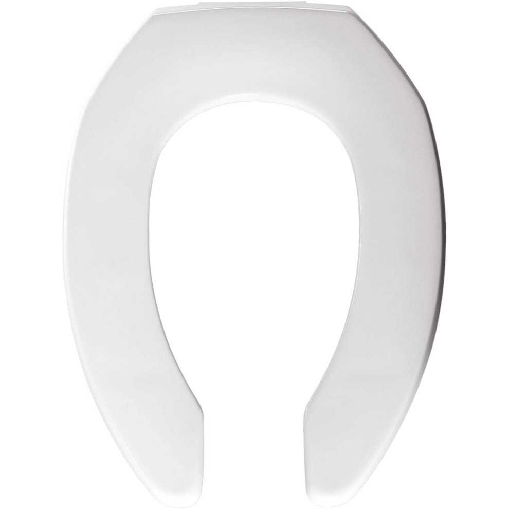 BEMIS 2155CT 000 Commercial Heavy Duty Open Front Toilet Seat without Cover that will never loosen & Reduce Call-backs, ELONGATED, Plastic, White