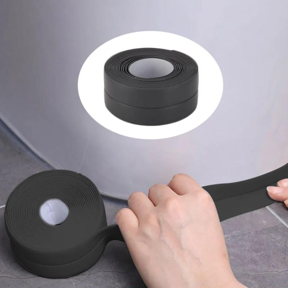 (black, 2.2cmx3.2m) Bathroom Shower Basin and Bathtub Sealing Tape PVC Adhesive Kitchen Sealing Tape Waterproof Wall Sticker