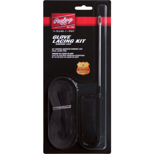 Rawlings | Σετ Στερέωσης Γαντιών | Baseball/Softball | 5" Βελόνα & 48" Δερμάτινη Κορδόνι | Μαύρο