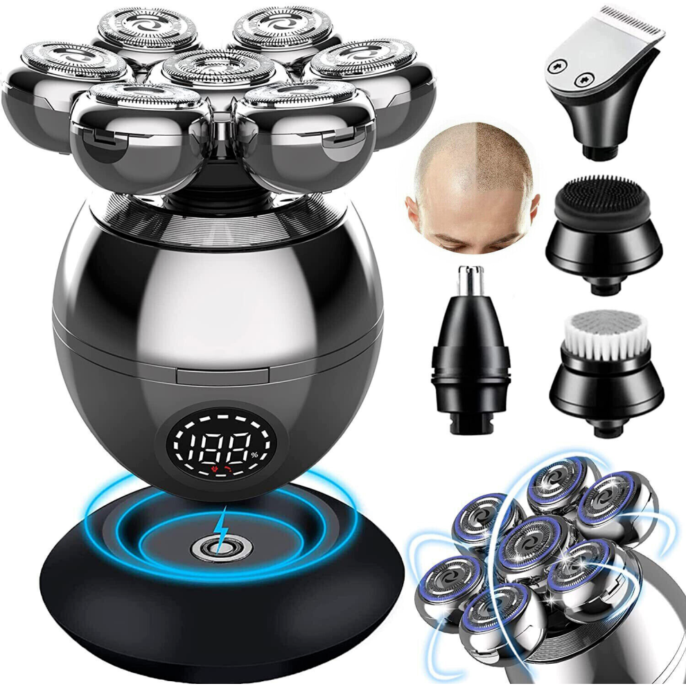 7D Electric Shaver 7 Head Razor Bald Beard Hair Skull Trimmer Beard Remover Mens